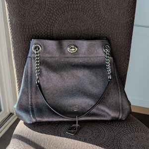 Coach Shimmering Dark Gray Shoulder Bag
